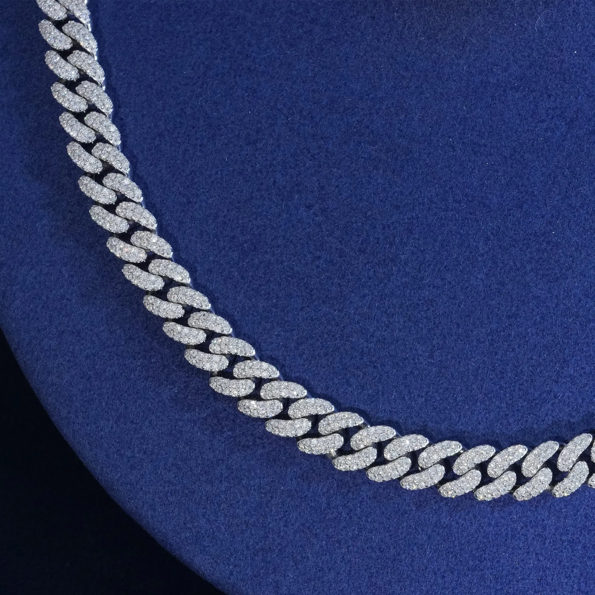 8mm Moissanite 2-Row Cuban Extended Clasp Chain sold by Ghetluxe product image thumbnail 2