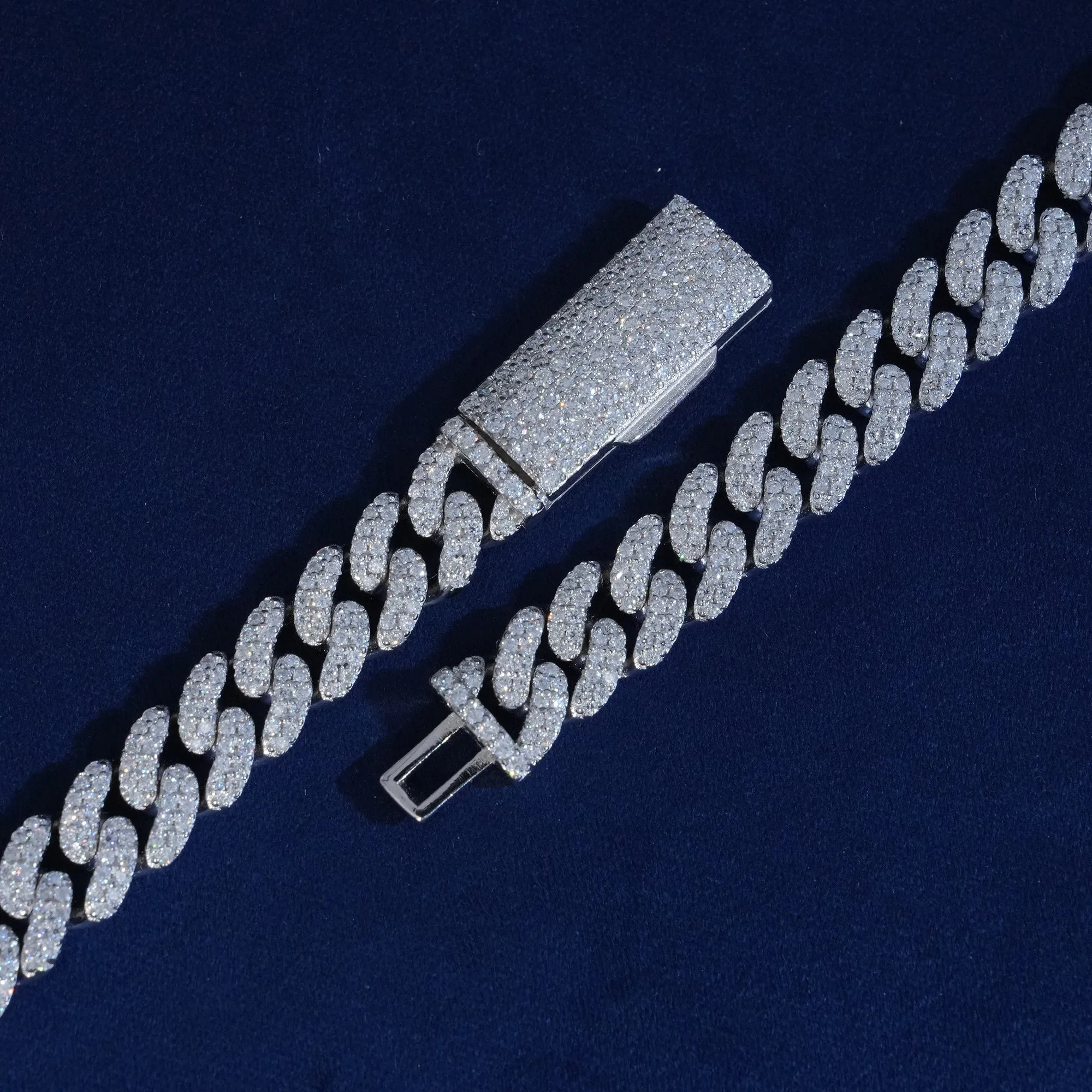 8mm Moissanite 2-Row Cuban Extended Clasp Chain sold by Ghetluxe product image thumbnail 3