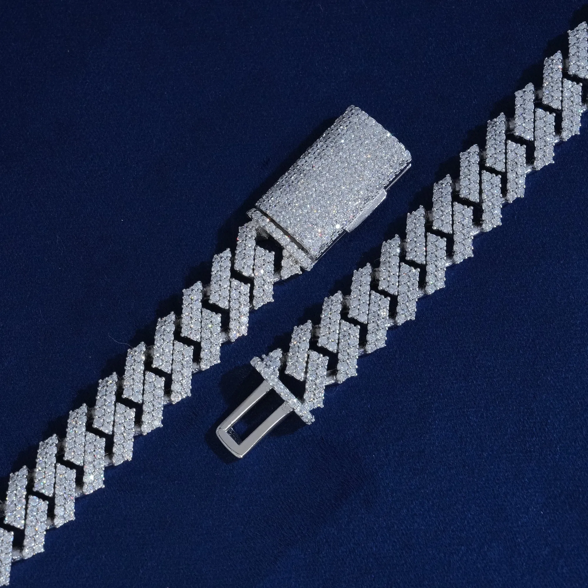 10mm Moissanite 2-Row Cuban Extended Clasp Chain sold by Ghetluxe product image thumbnail 3