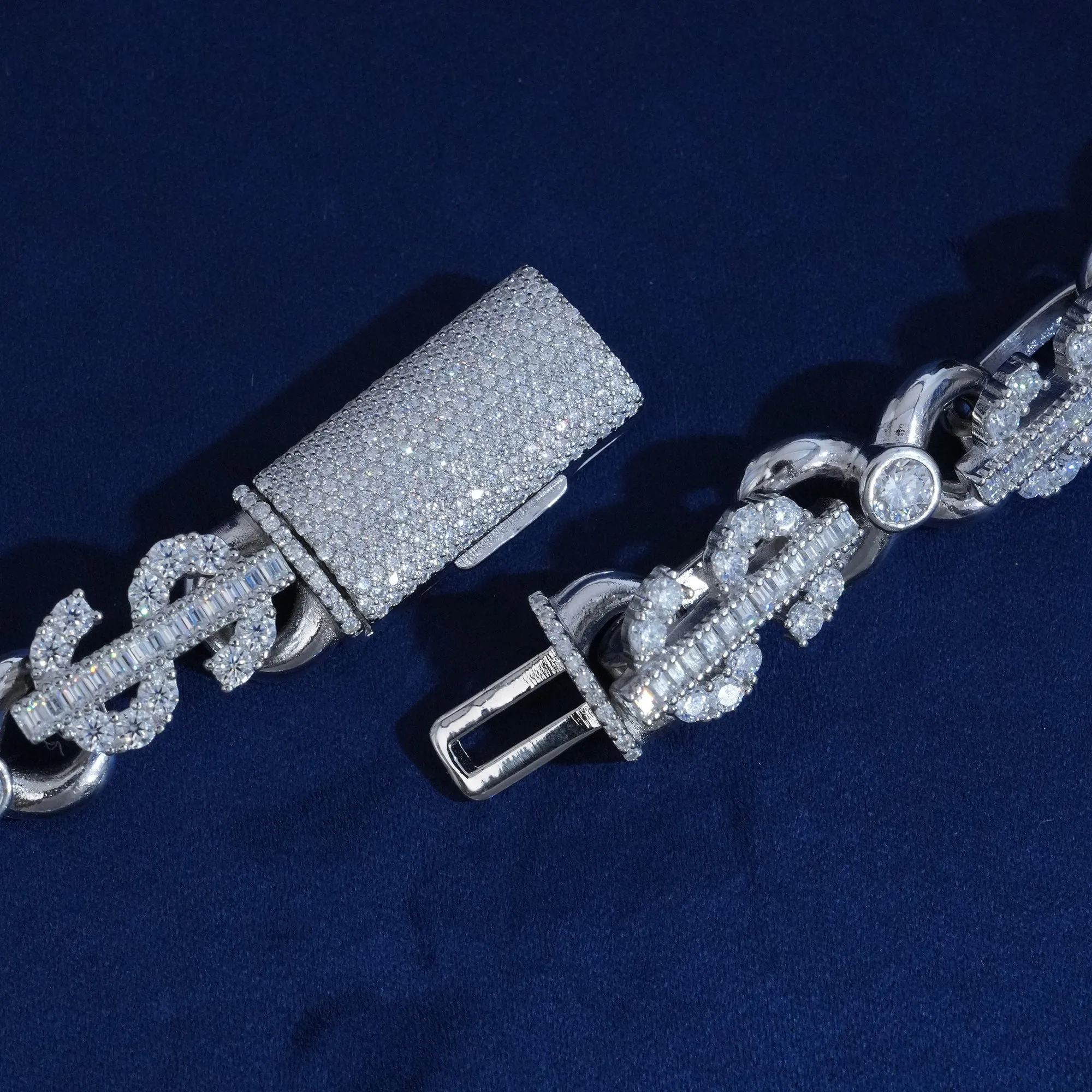 13mm Baugette Moisanite Dollars Inifity Chain sold by Ghetluxe product image thumbnail 3