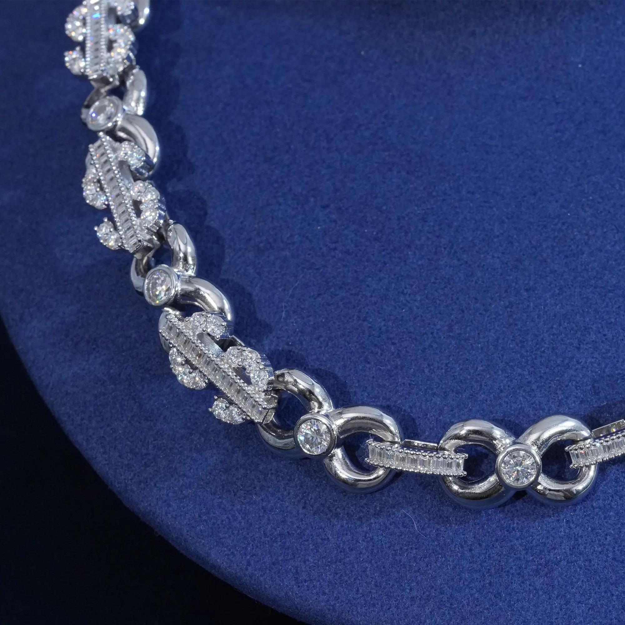 13mm Baugette Moisanite Dollars Inifity Chain sold by Ghetluxe product image thumbnail 2