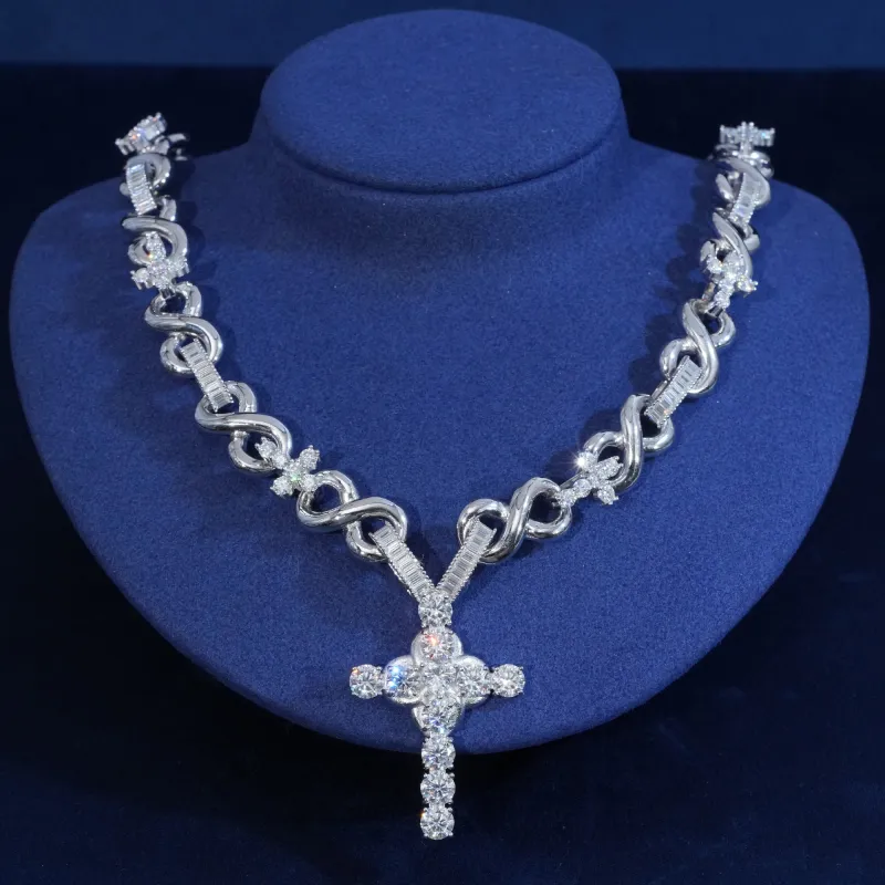 13mm Moisanite S925 infinity Cross Chain sold by Ghetluxe
