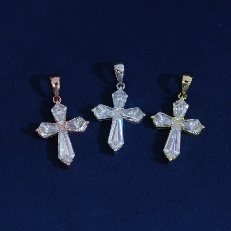 Moissanite S925 Small Cross Pendant sold by Ghetluxe