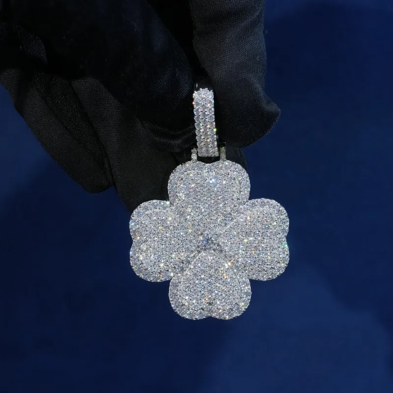 Moissanite S925 Clover Pendant sold by Ghetluxe