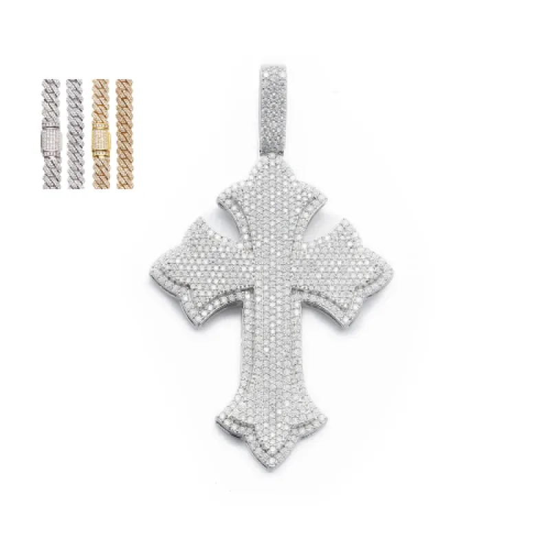 Large Diamond Gothic Cross Pendant sold by Ghetluxe