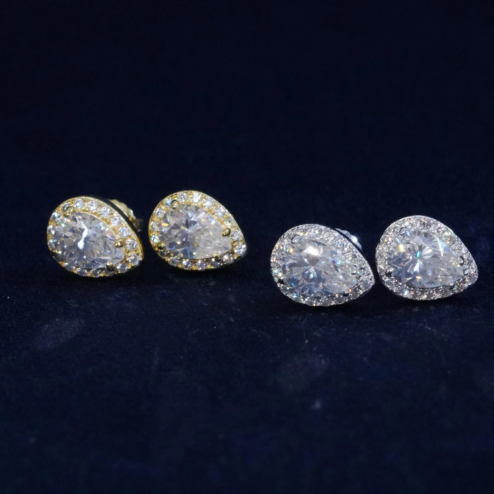 Moissanite Pear Cut 925 Sterling Silver Earrings sold by Ghetluxe