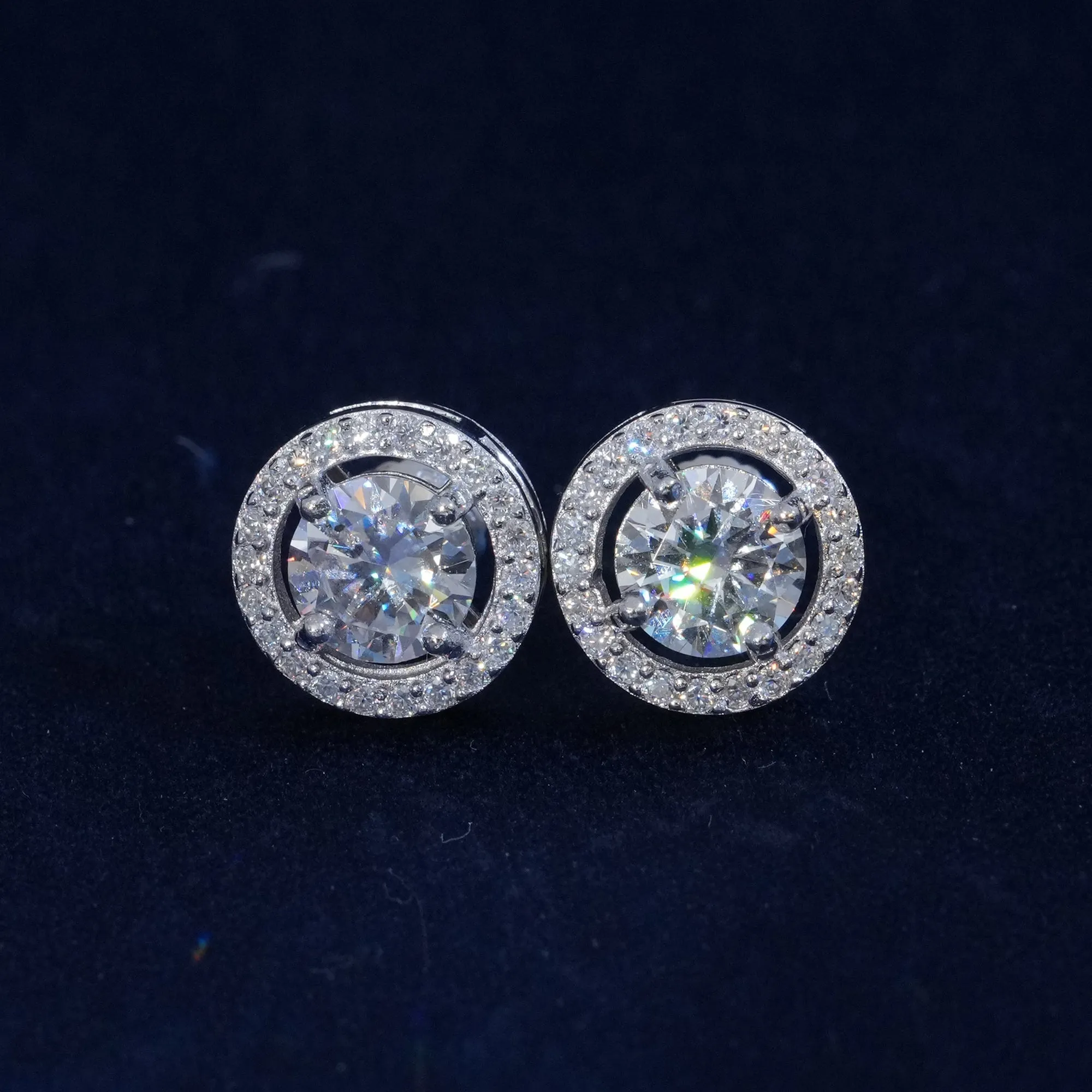 Moissanite Round Cut 925 Sterling Silver Earrings sold by Ghetluxe product image thumbnail 2
