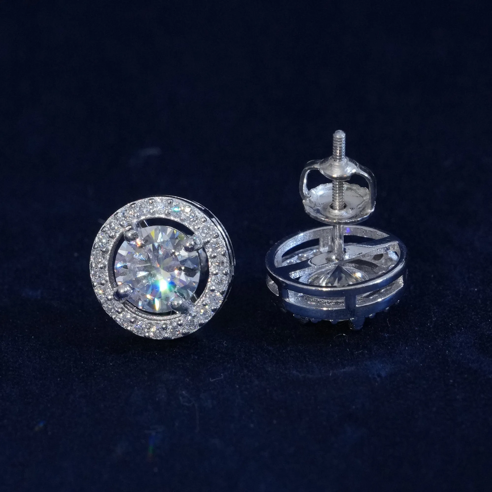 Moissanite Round Cut 925 Sterling Silver Earrings sold by Ghetluxe product image thumbnail 4