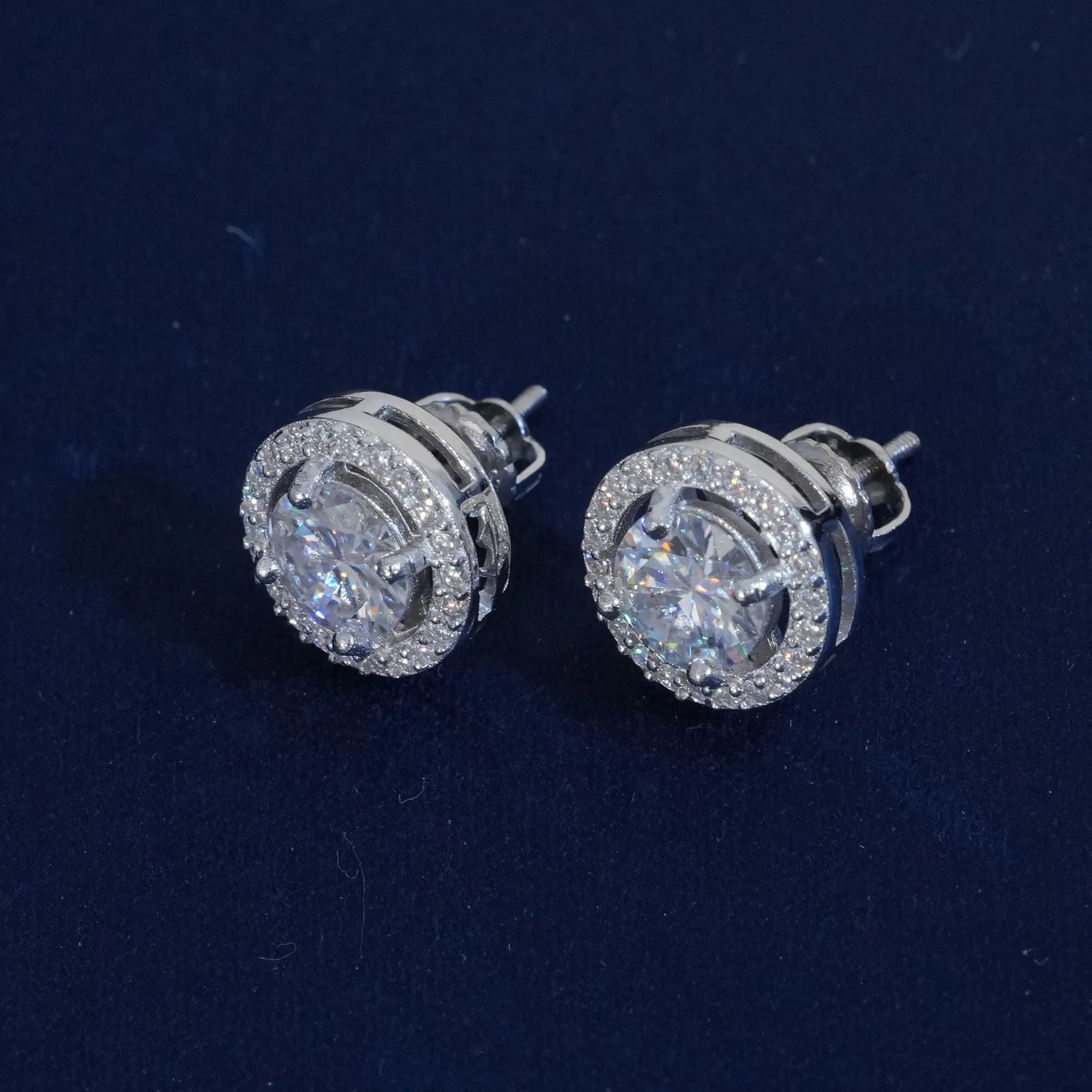 Moissanite Round Cut 925 Sterling Silver Earrings sold by Ghetluxe product image thumbnail 3