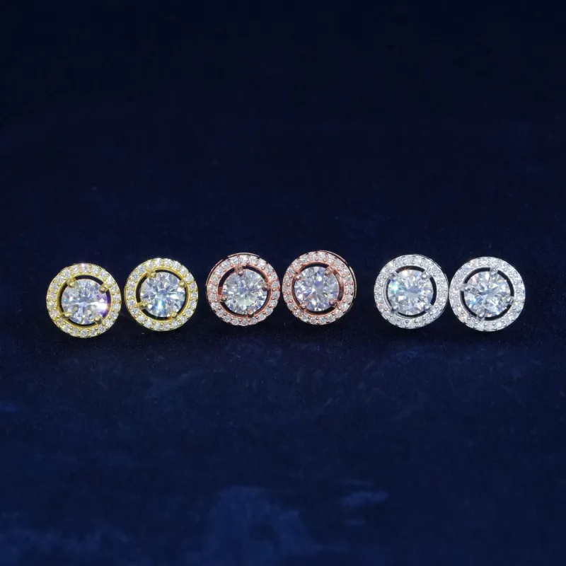 Moissanite Round Cut 925 Sterling Silver Earrings sold by Ghetluxe