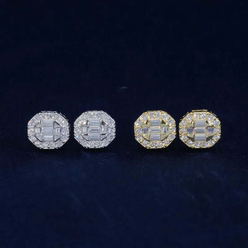 Moissanite Baguette Cut S925 Stud Earrings sold by Ghetluxe