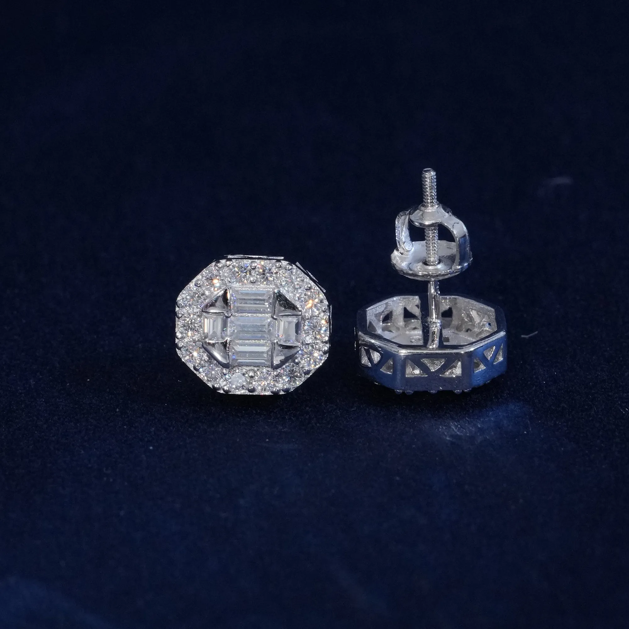 Moissanite Baguette Cut S925 Stud Earrings sold by Ghetluxe product image thumbnail 4