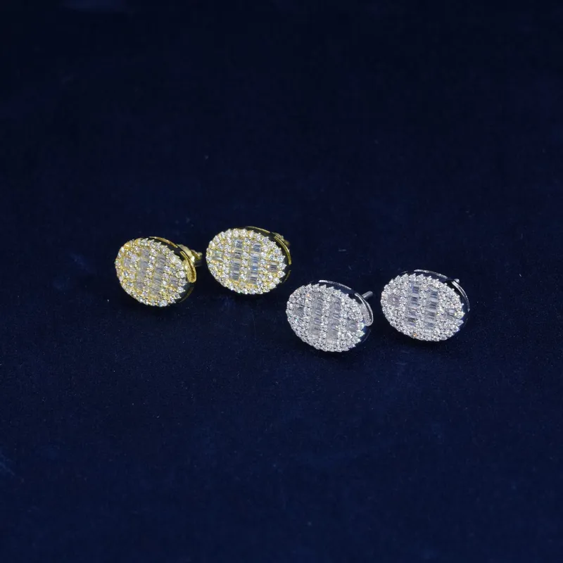 Moissanite Baguette S925 Oval Stud Earrings sold by Ghetluxe
