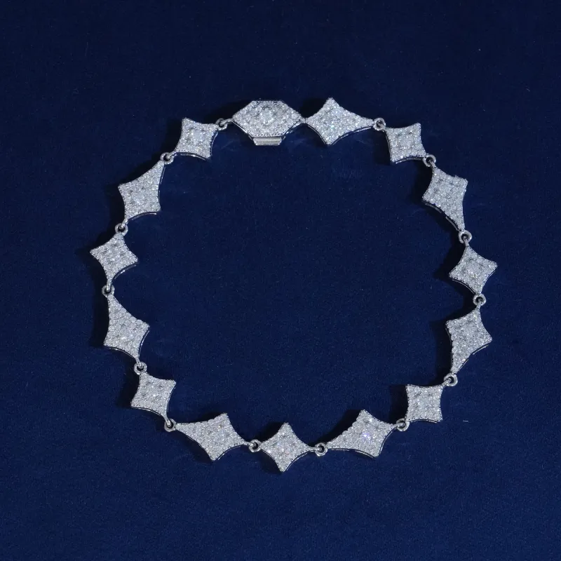 Moissanite Sterling Silver Rhombus Bracelet sold by Ghetluxe