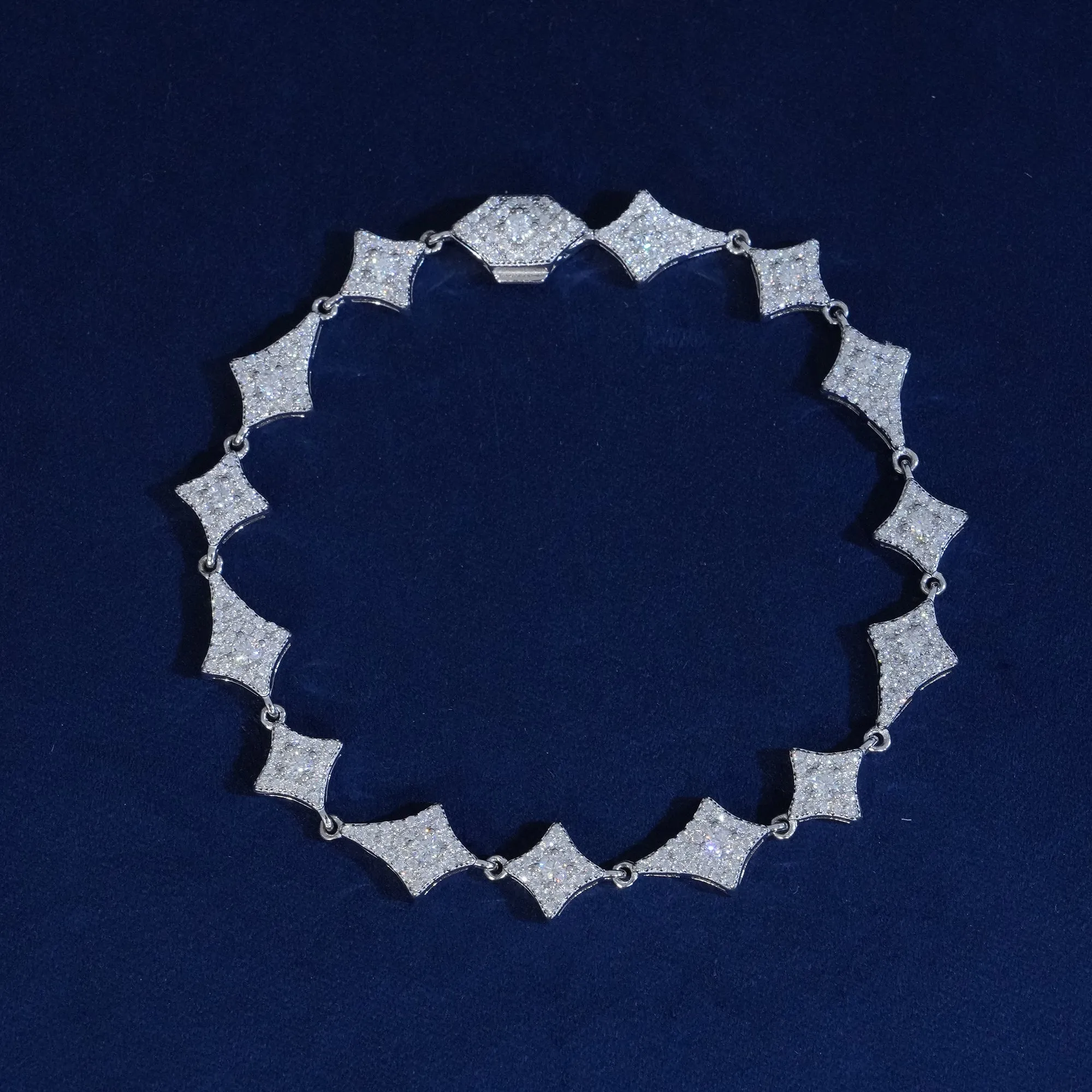 Moissanite Sterling Silver Rhombus Bracelet sold by Ghetluxe