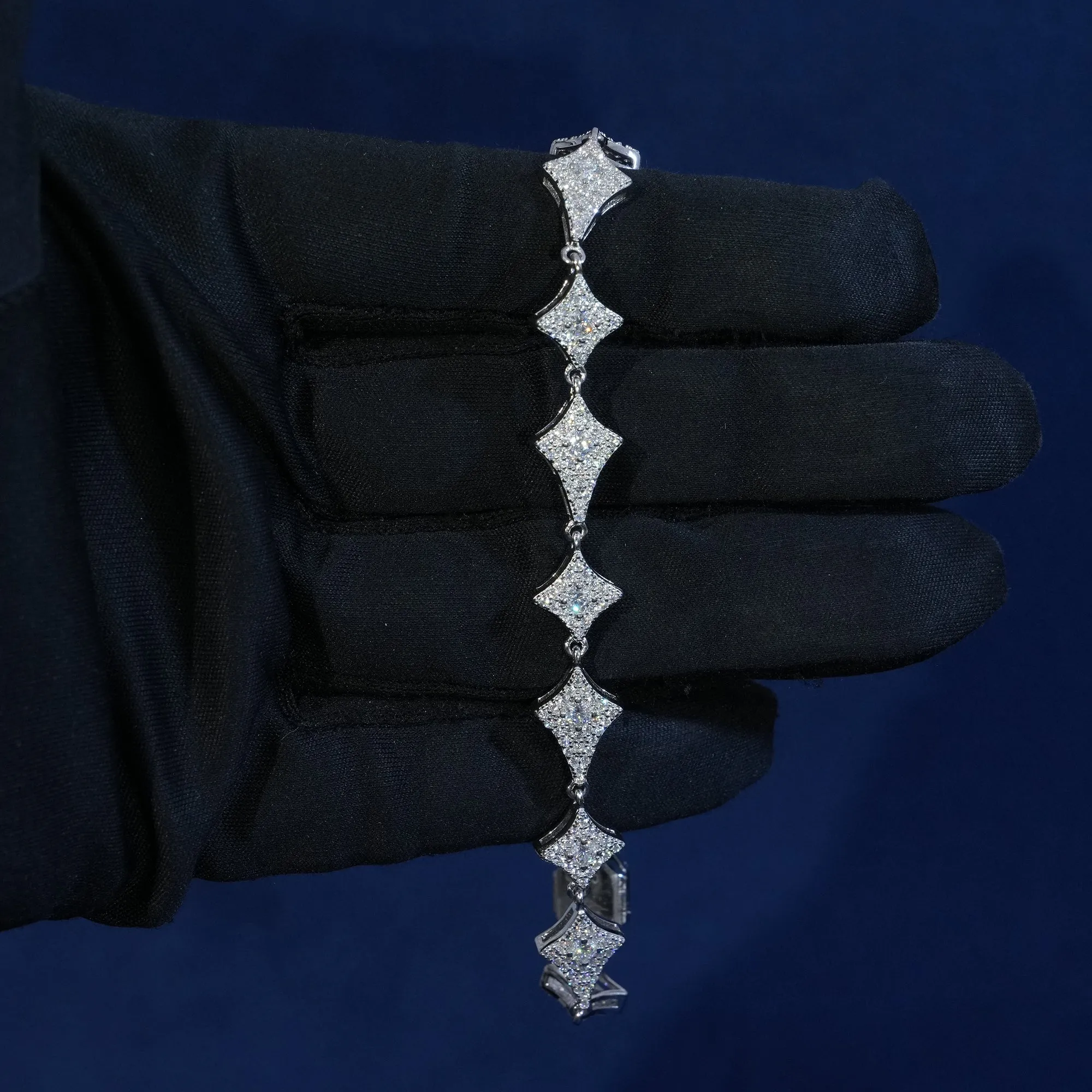 Moissanite Sterling Silver Rhombus Bracelet sold by Ghetluxe product image thumbnail 4