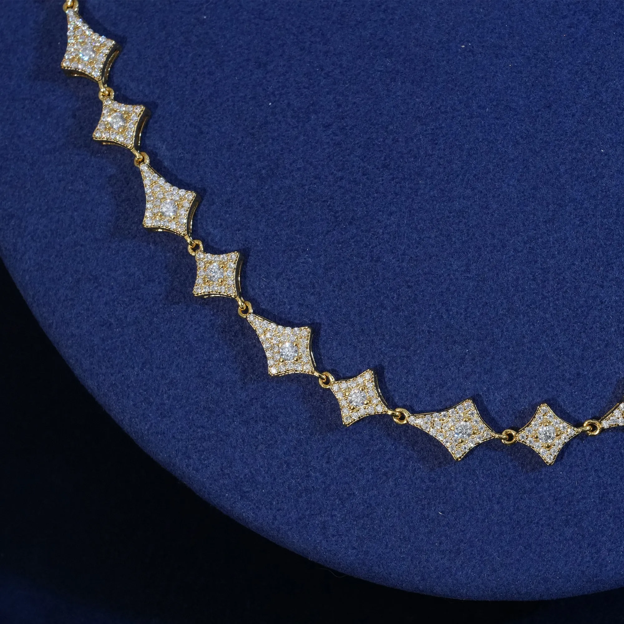 Moissanite Sterling Silver Rhombus Chain Necklace sold by Ghetluxe product image thumbnail 5