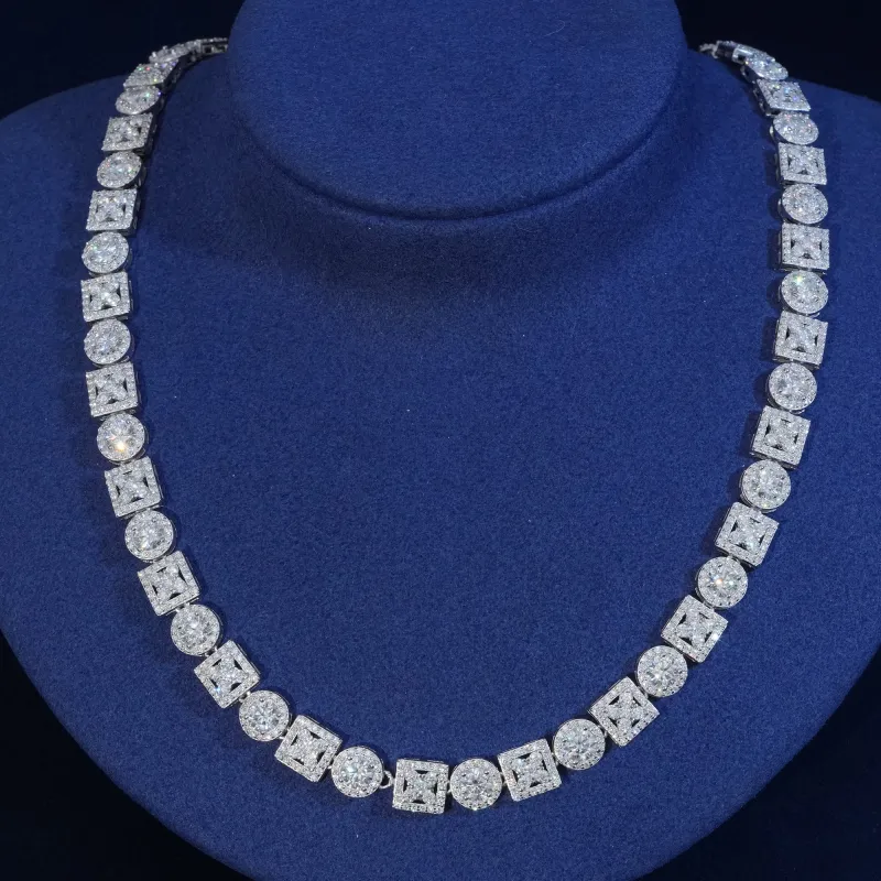 Moissanite Sterling Silver Tennis Chain Necklace sold by Ghetluxe