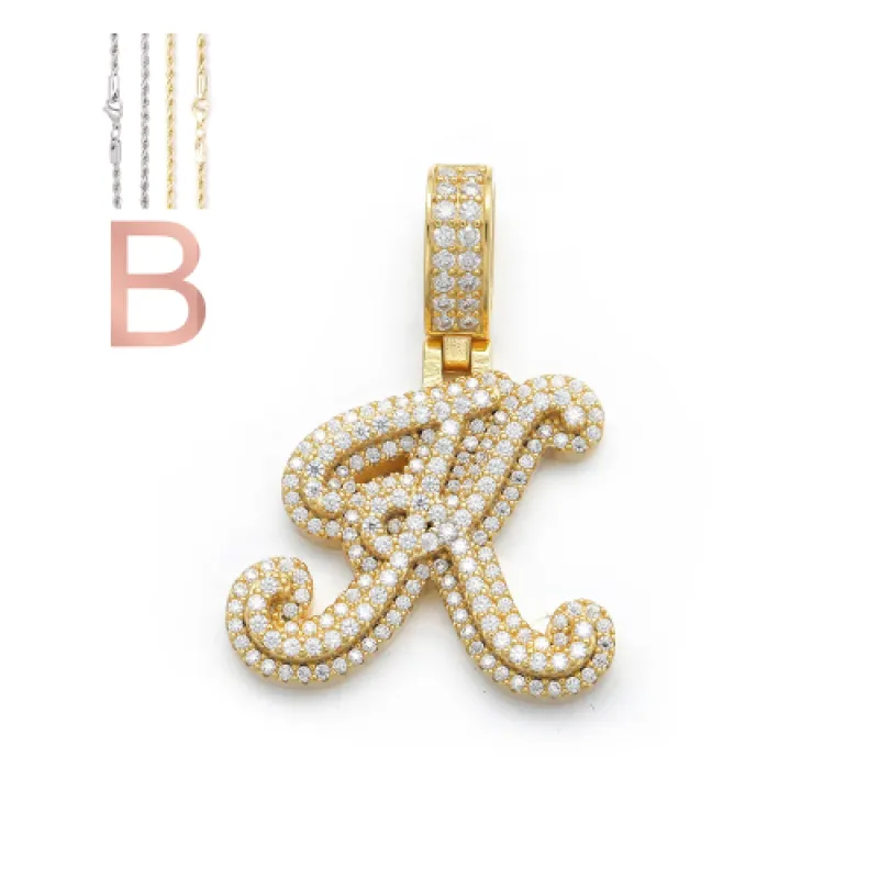 Diamond Script Initial Pendant sold by Ghetluxe
