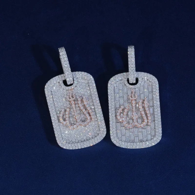 Moissanite Dog Tag Iced Out Pendant Necklace sold by Ghetluxe