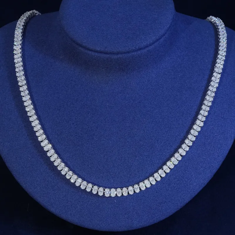 5mm Oval Cut Moissanite Tennis Chain Necklace sold by Ghetluxe