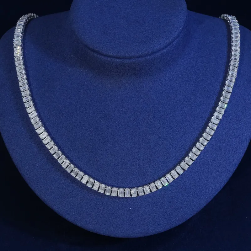 5mm Emerald Cut Moissanite Diamond Tennis Chain sold by Ghetluxe