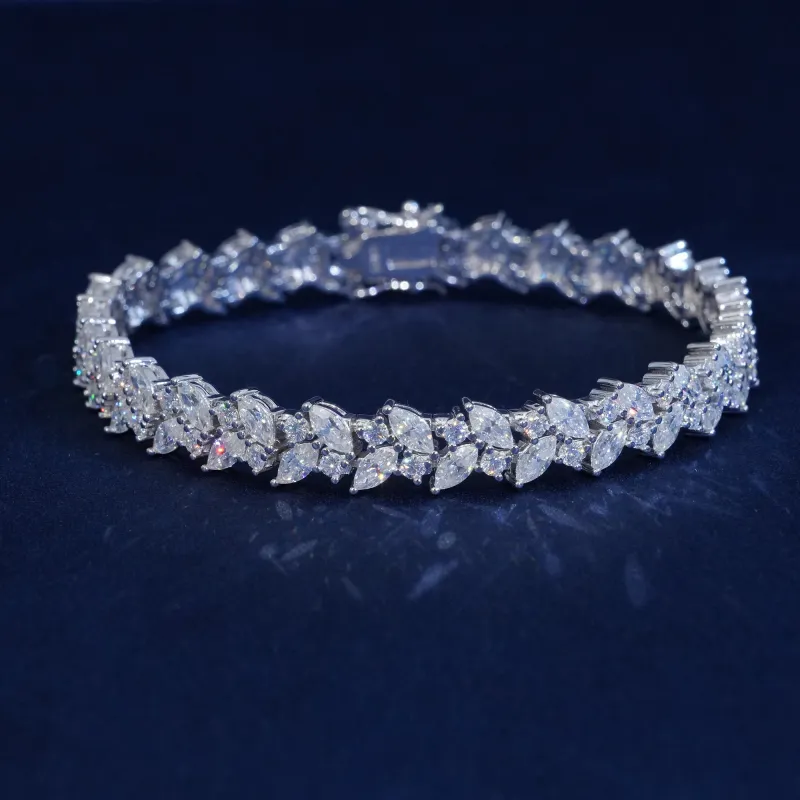 9.5mm Moissanite Marquise Cut Tennis Bracelet sold by Ghetluxe