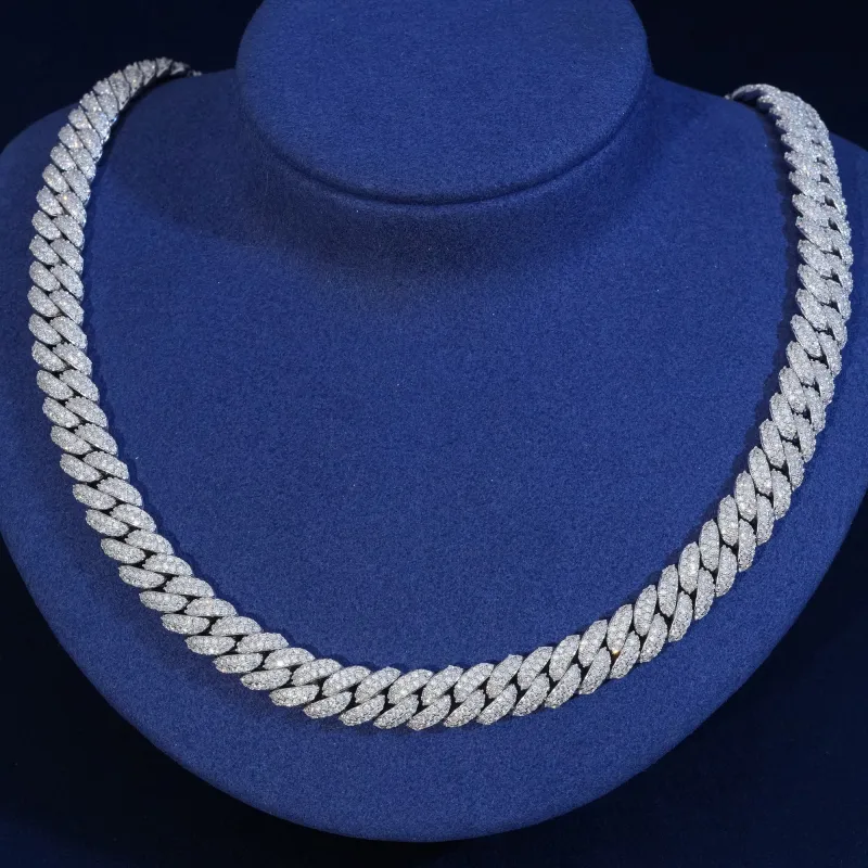 Moissanite 10mm 2-Row Cuban Chain sold by Ghetluxe