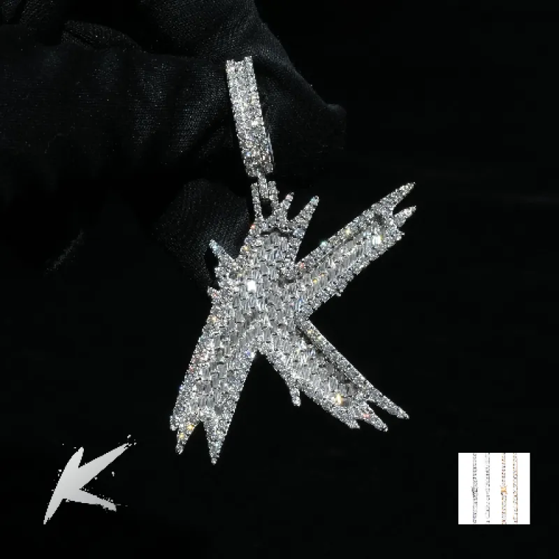 Baguette Trendy Initial Pendant made by Ghetluxe