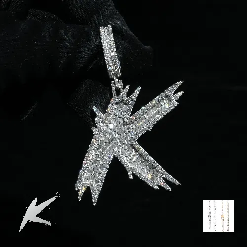 Baguette Trendy Initial Pendant sold by Ghetluxe