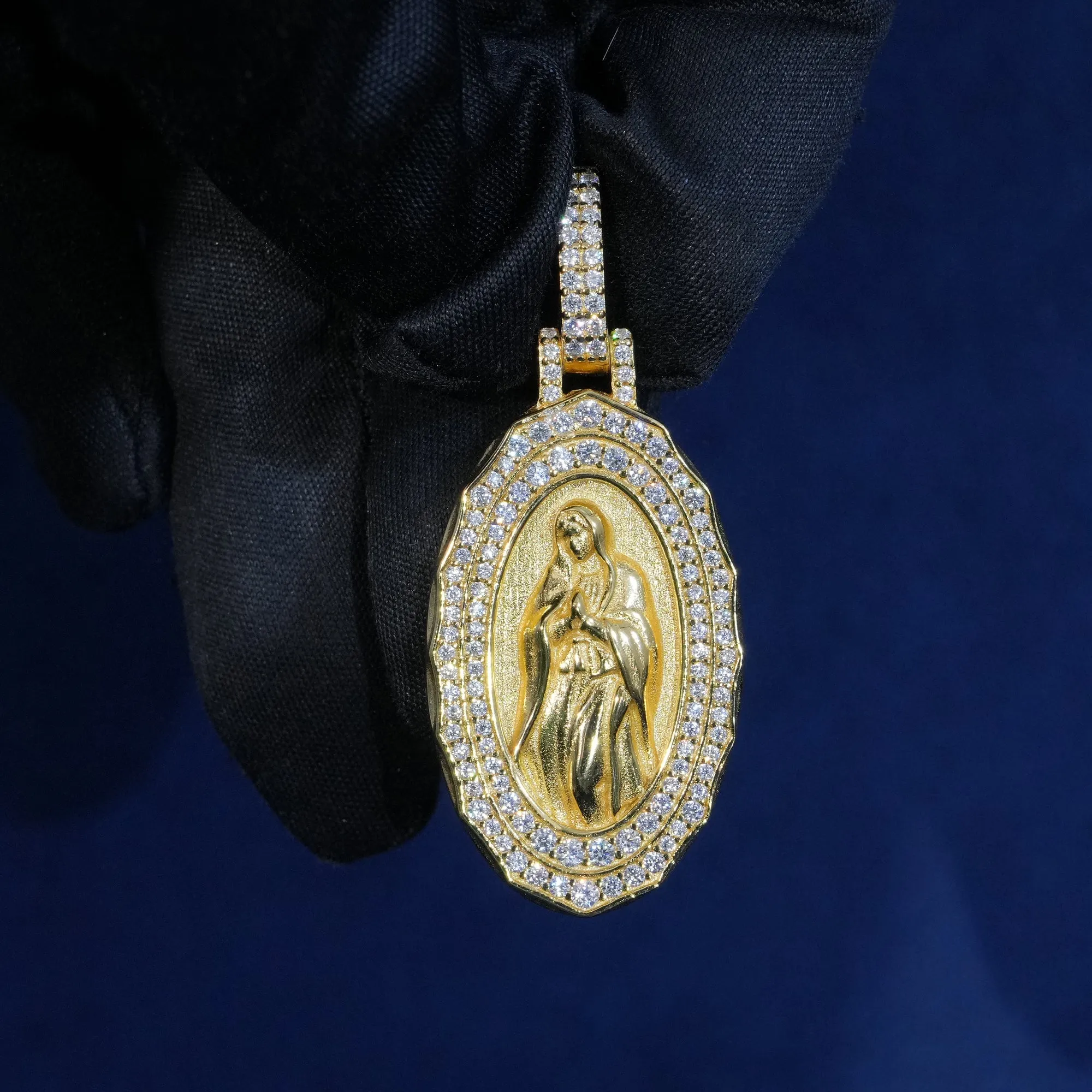 VVS Moissanite 925 Sterling Silver Virgin Mary Pendant sold by Ghetluxe product image thumbnail 5