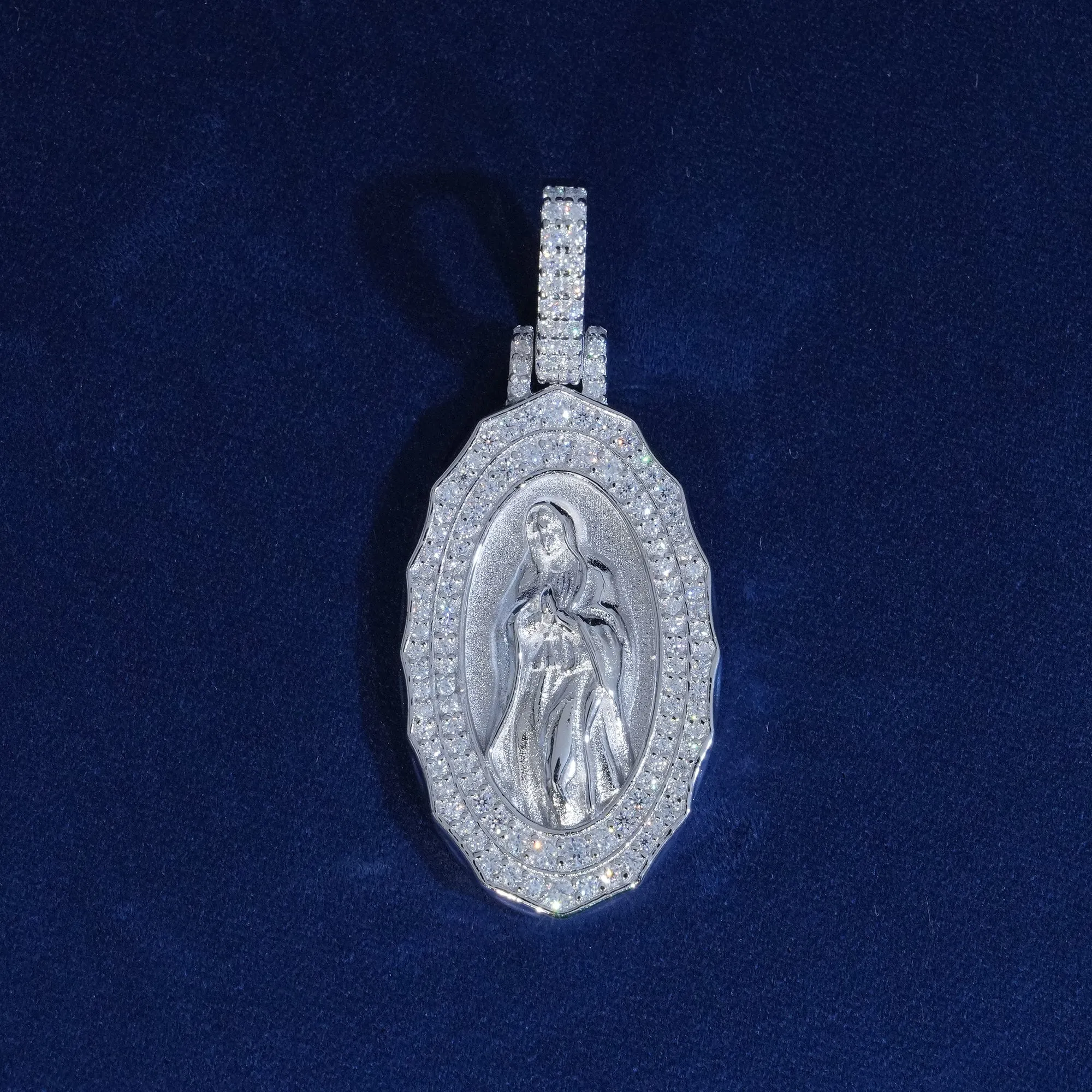 VVS Moissanite 925 Sterling Silver Virgin Mary Pendant sold by Ghetluxe product image thumbnail 2
