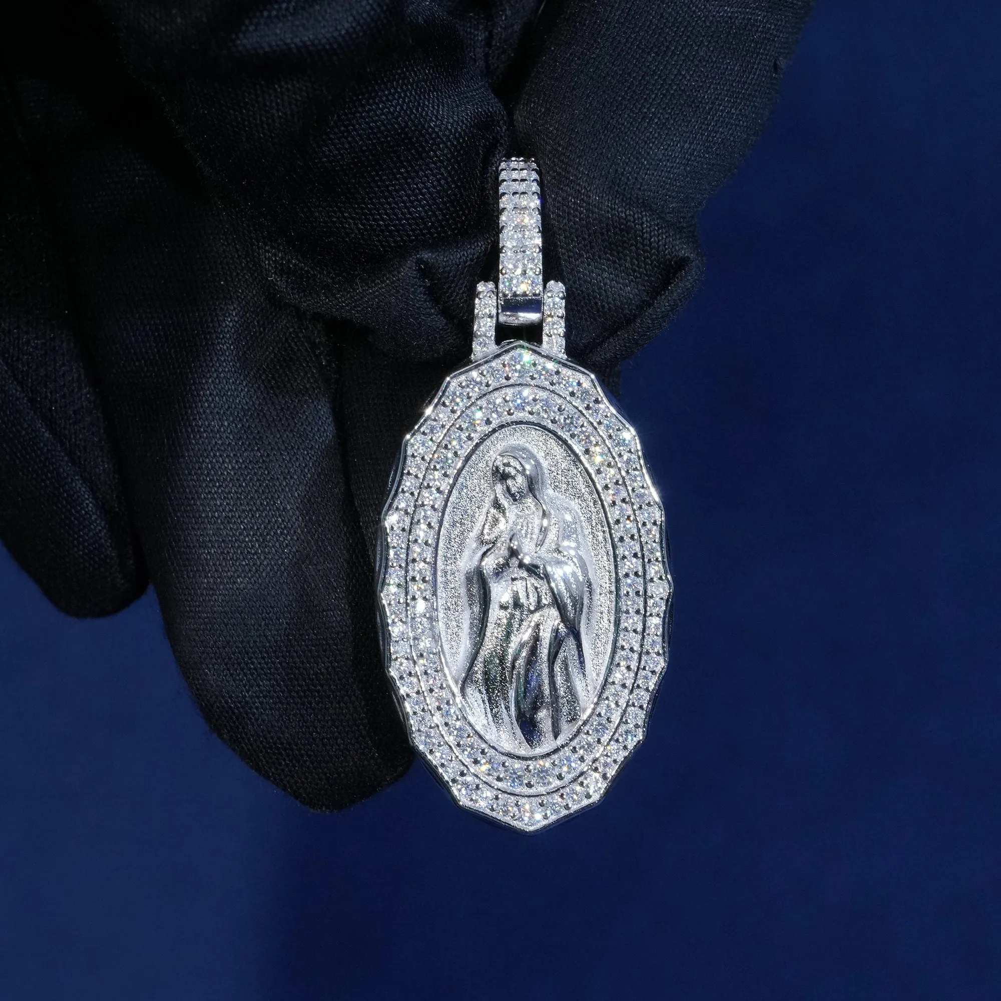 VVS Moissanite 925 Sterling Silver Virgin Mary Pendant sold by Ghetluxe product image thumbnail 3