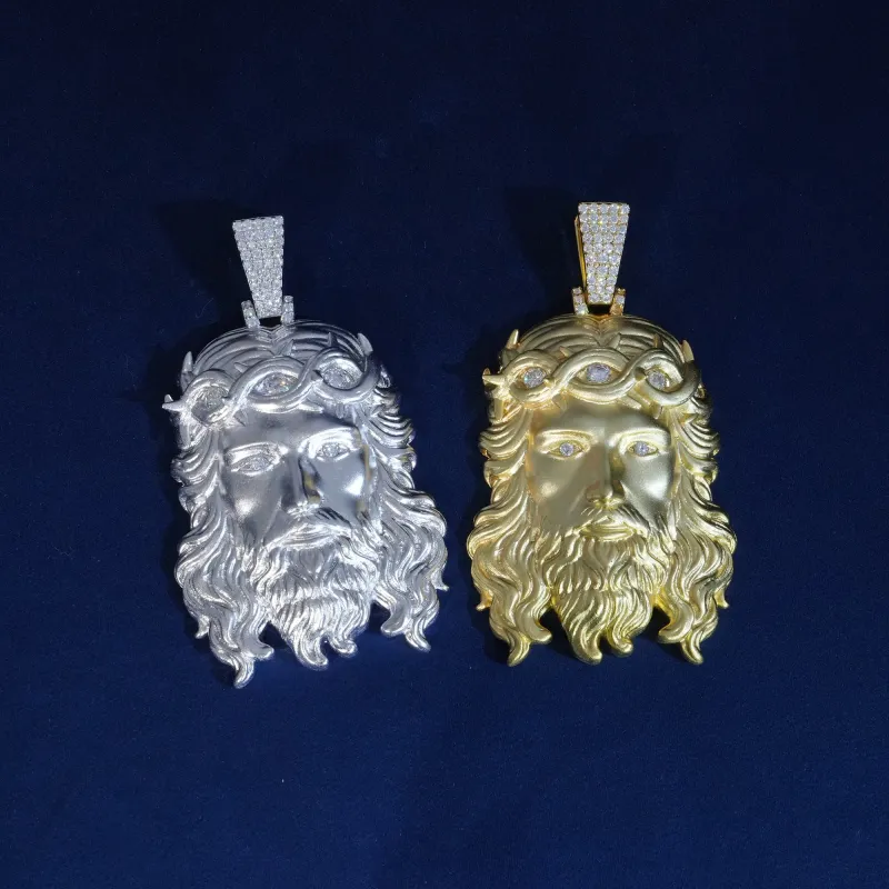 Moissanite S925 Jesus Solid Back Pendant sold by Ghetluxe