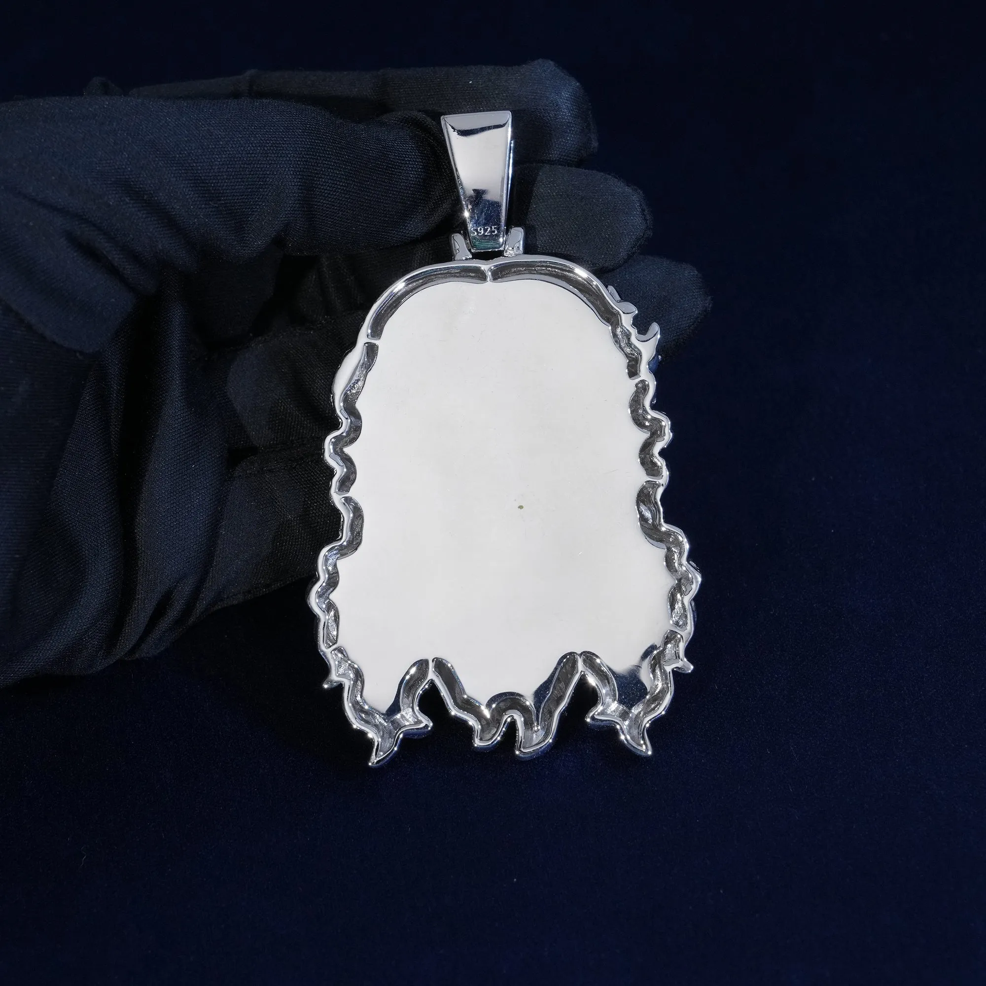 Moissanite S925 Jesus Solid Back Pendant sold by Ghetluxe product image thumbnail 4