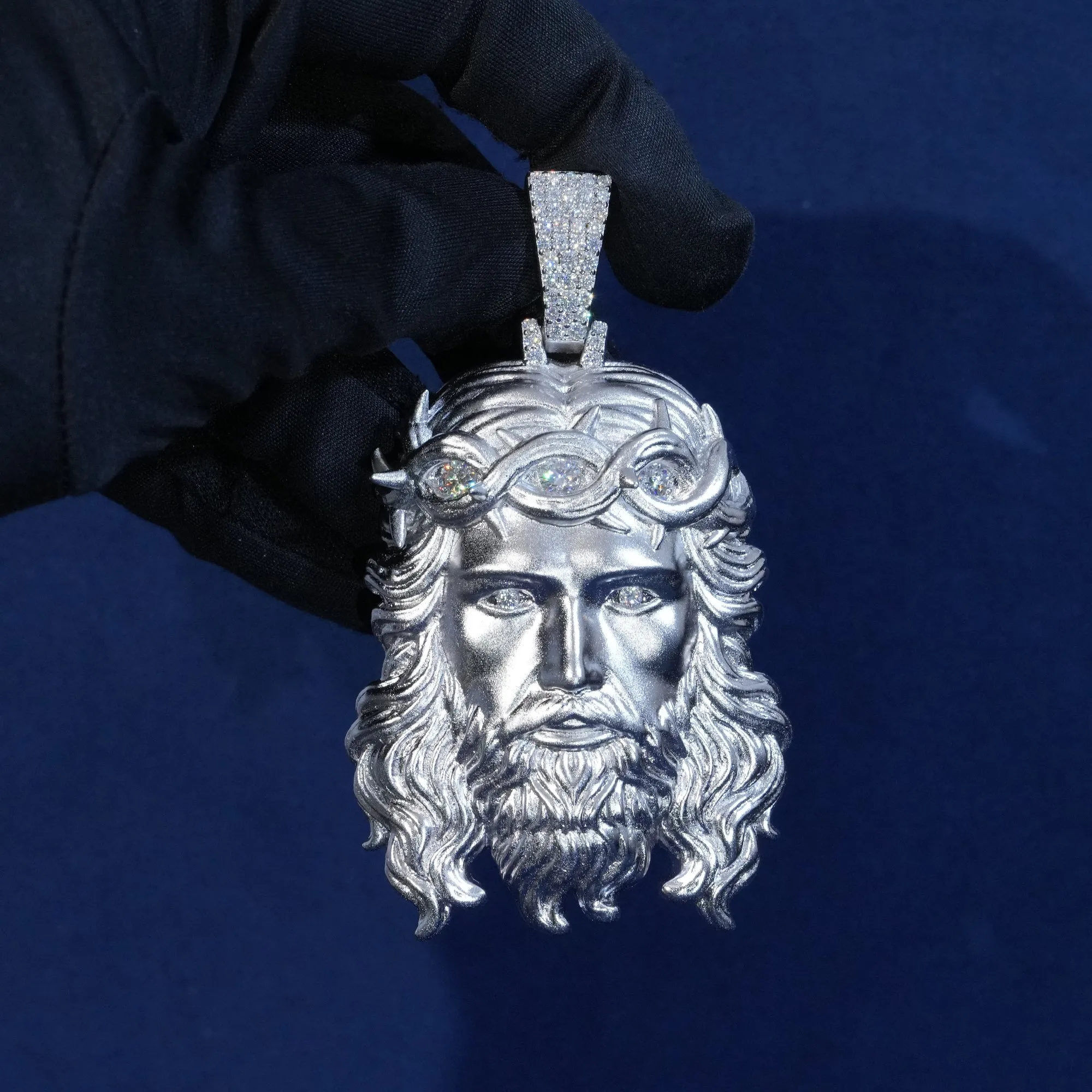 Moissanite S925 Jesus Solid Back Pendant sold by Ghetluxe product image thumbnail 2