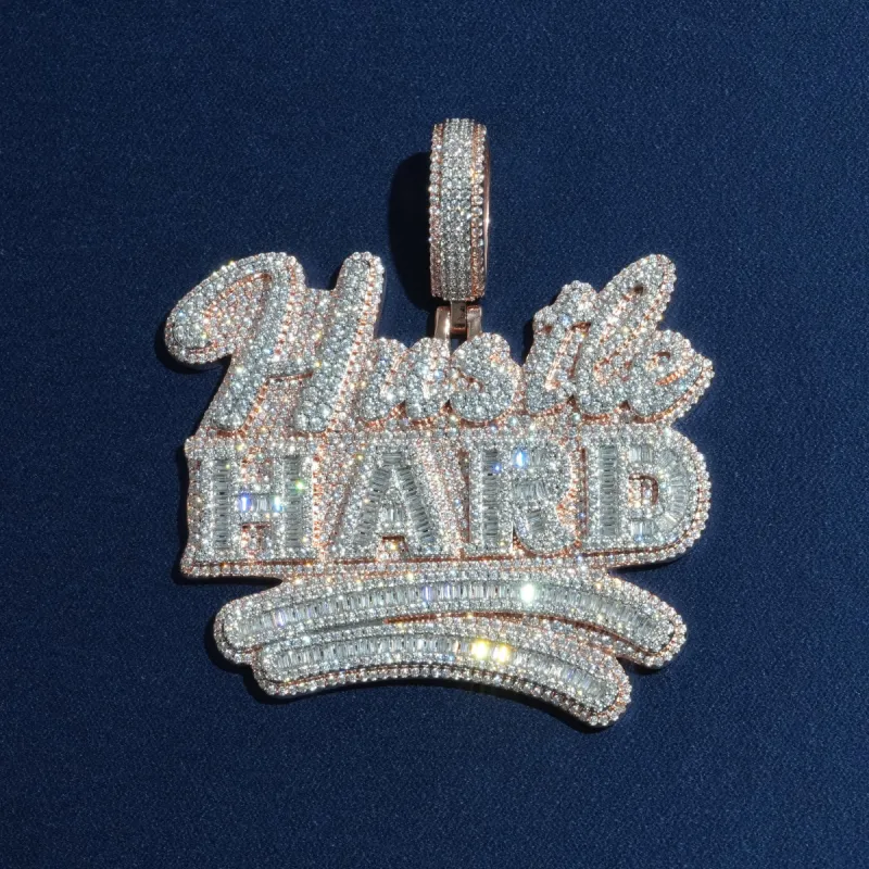 Baguette Two Tone Hustle Hard Pendant sold by Ghetluxe