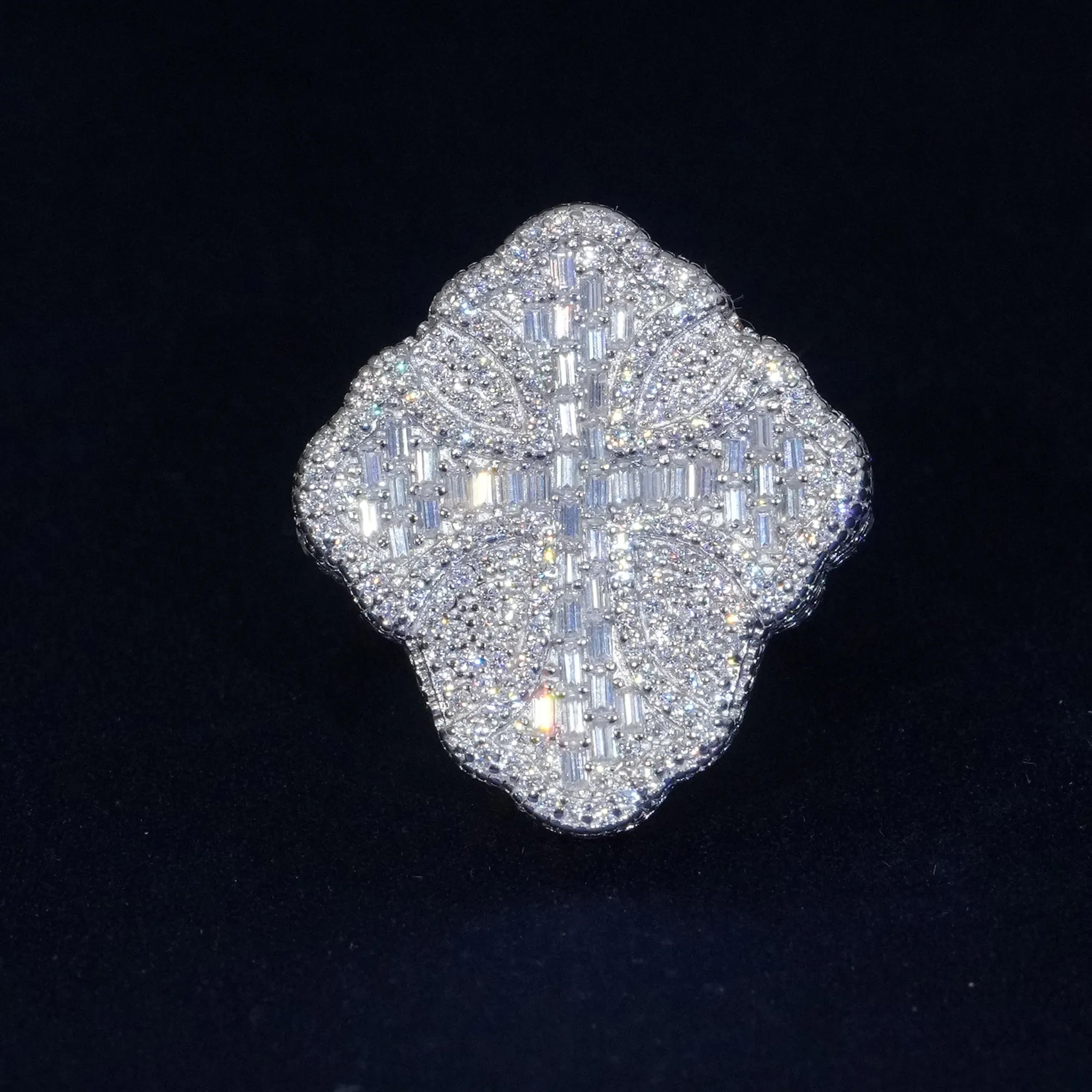 Baguette Moissanite Cross Ring 925 Sterling Silver sold by Ghetluxe product image thumbnail 2