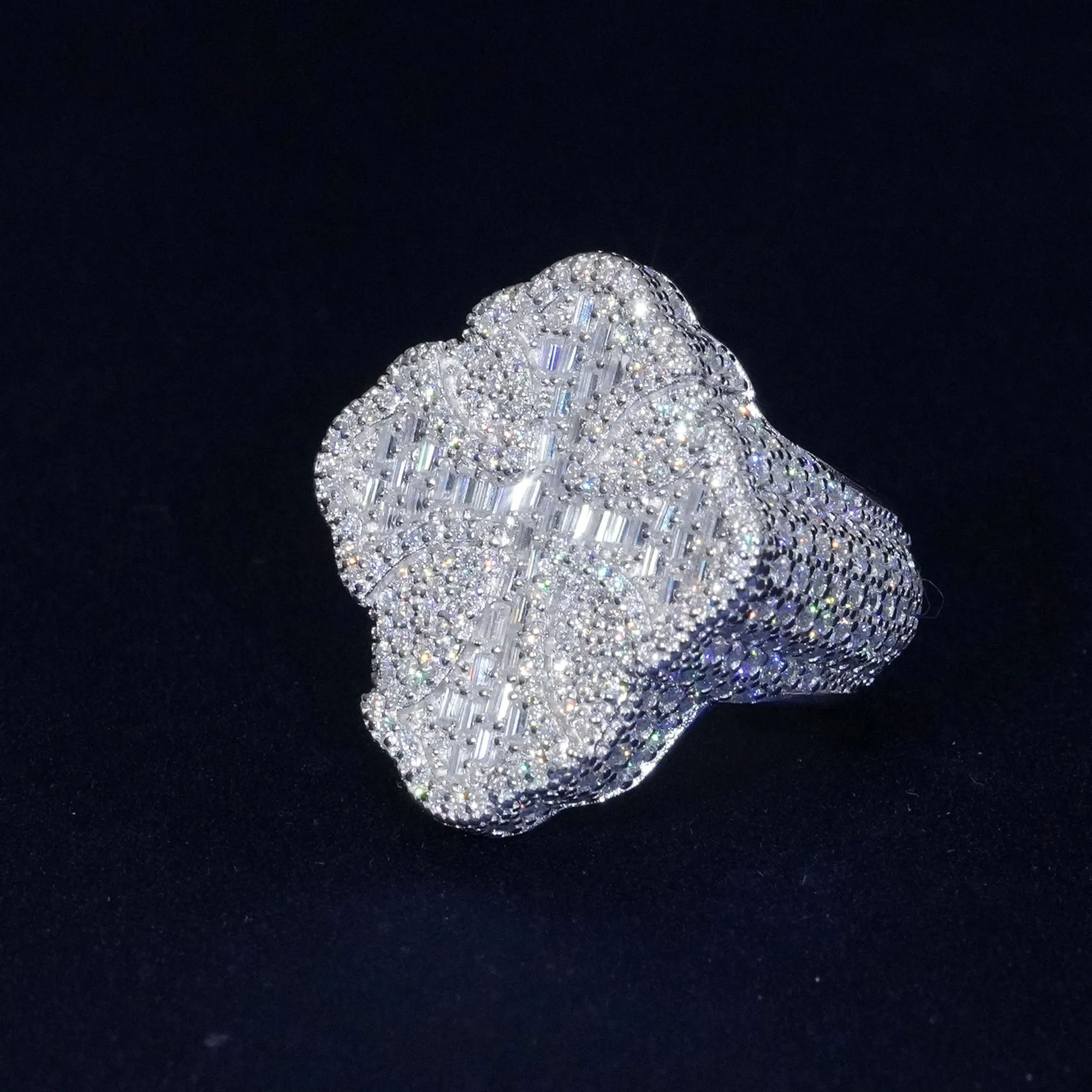 Baguette Moissanite Cross Ring 925 Sterling Silver sold by Ghetluxe product image thumbnail 3