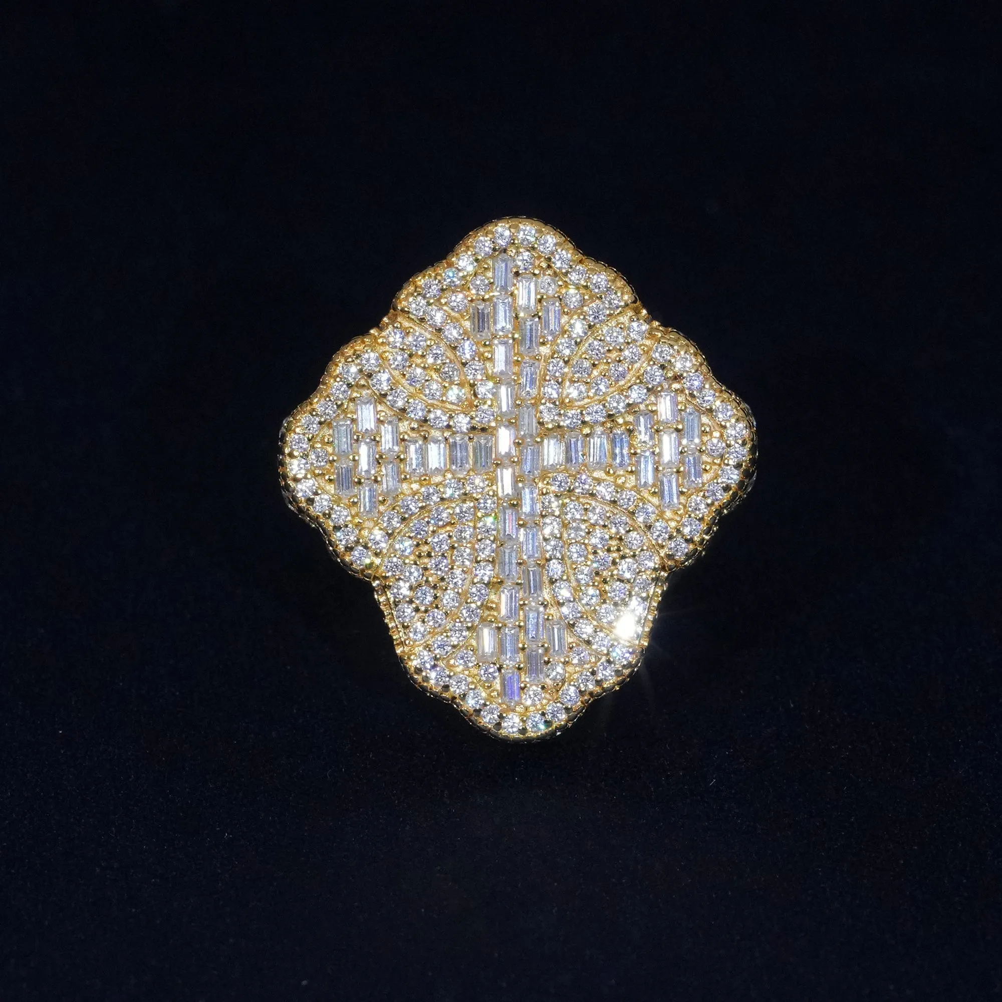 Baguette Moissanite Cross Ring 925 Sterling Silver sold by Ghetluxe product image thumbnail 5