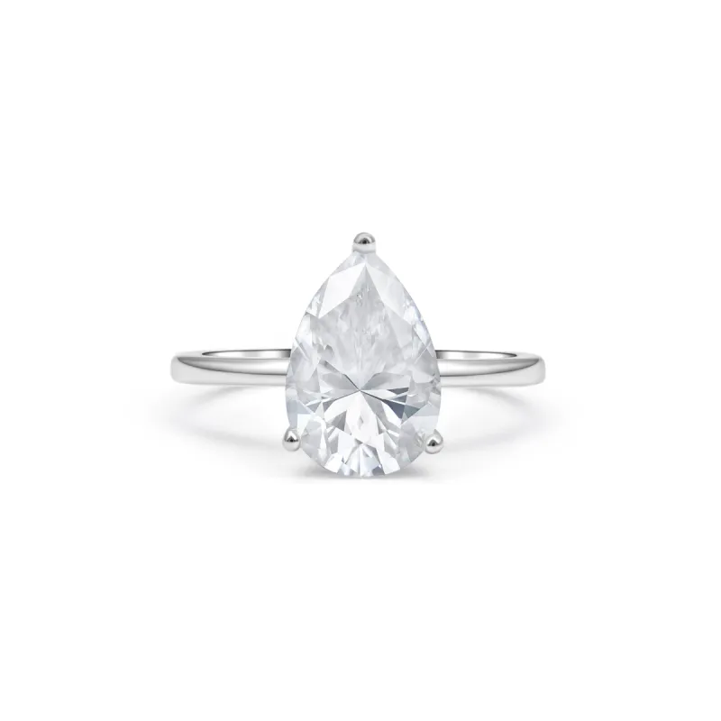 Three-Prong Solitaire Pear Cut Moissanite Ring sold by Ghetluxe