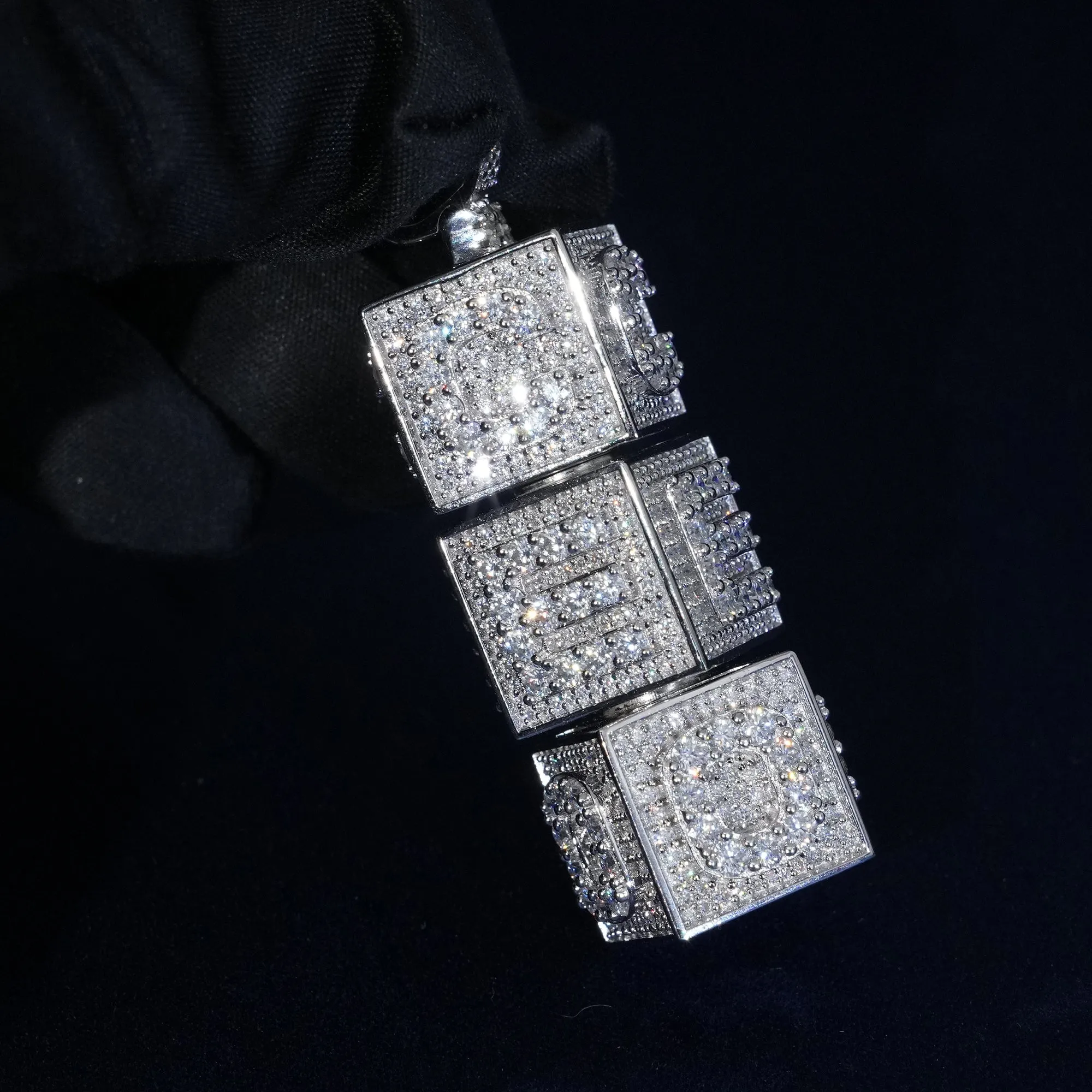 Moissanite 360° Spin 4 Side Custom Letter Name Pendant sold by Ghetluxe product image thumbnail 4