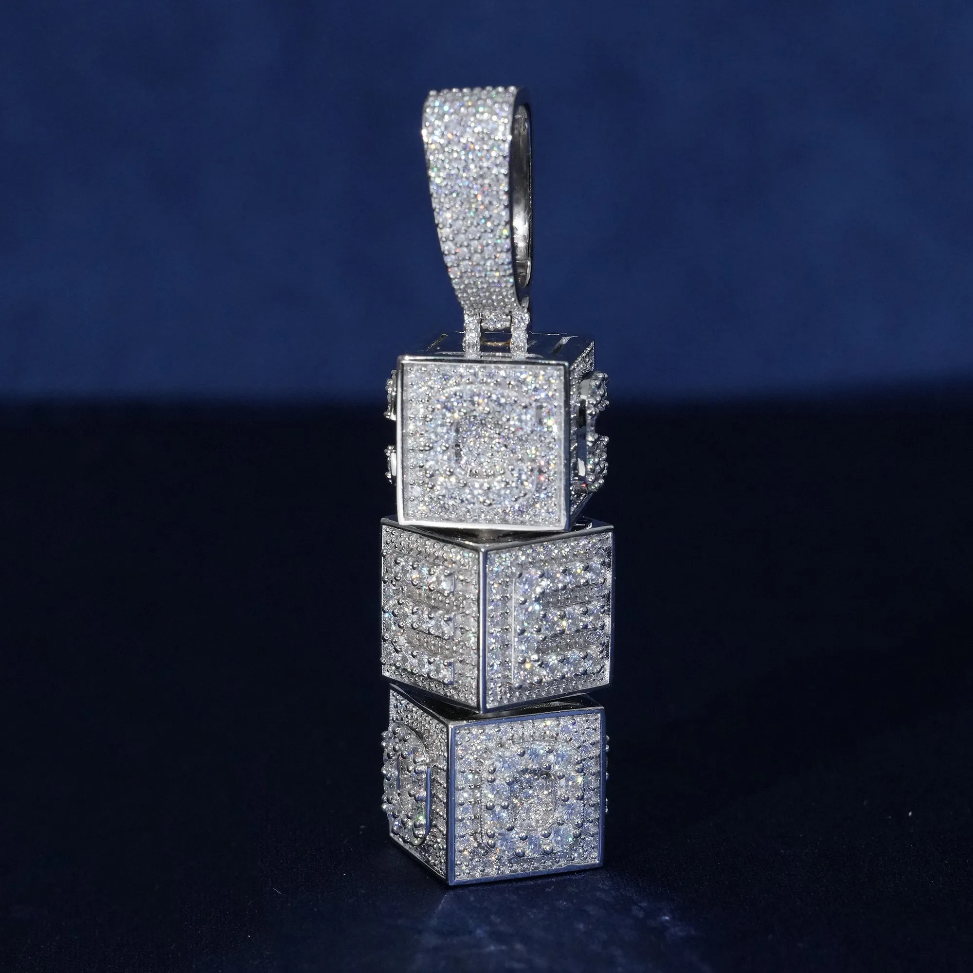 Moissanite 360° Spin 4 Side Custom Letter Name Pendant sold by Ghetluxe product image thumbnail 3