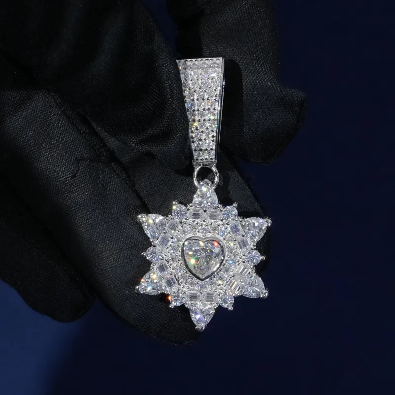 Moissanite Iced Out Snow Pendant Necklace sold by Ghetluxe