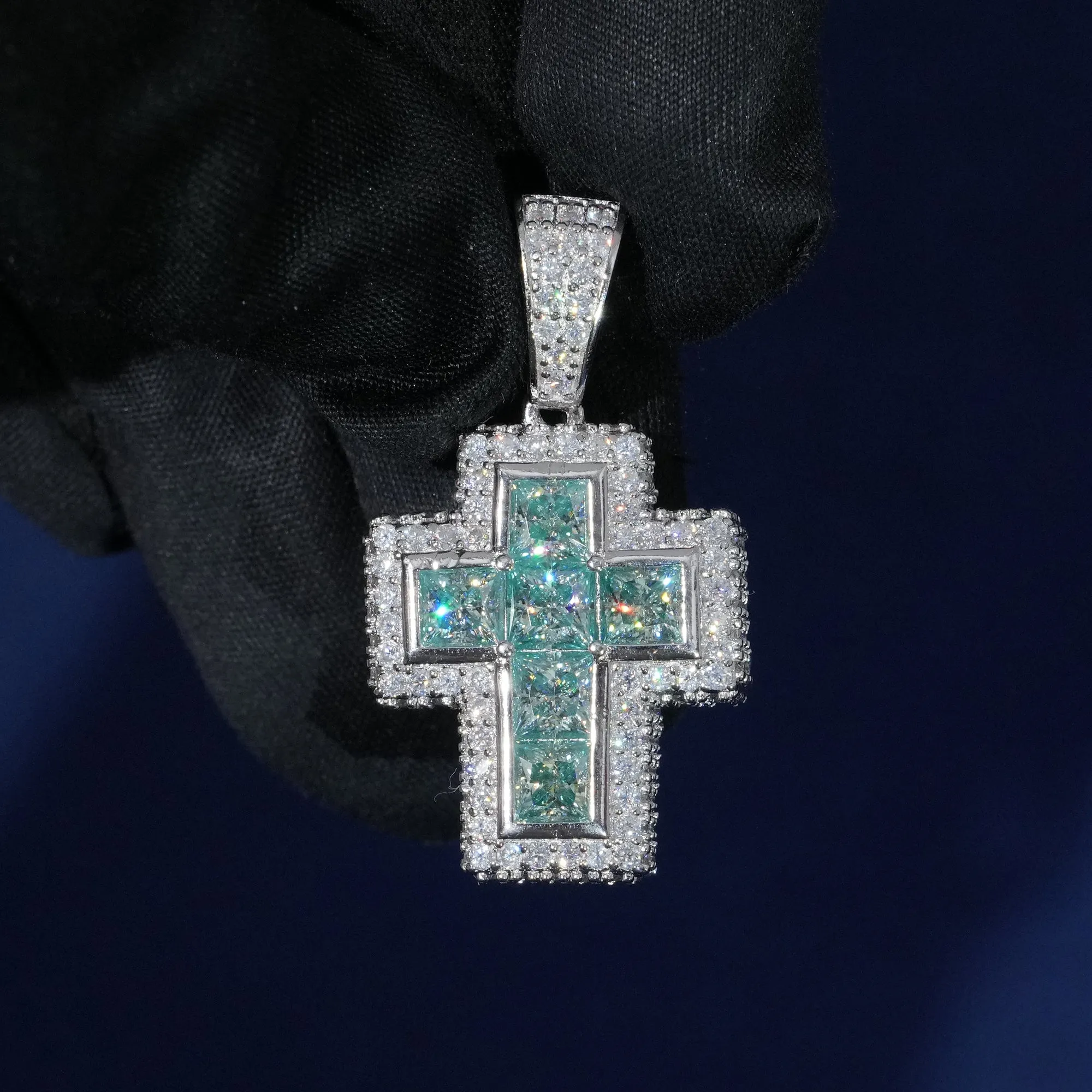 Moissanite Iced Out Cross Pendant Necklace sold by Ghetluxe product image thumbnail 2