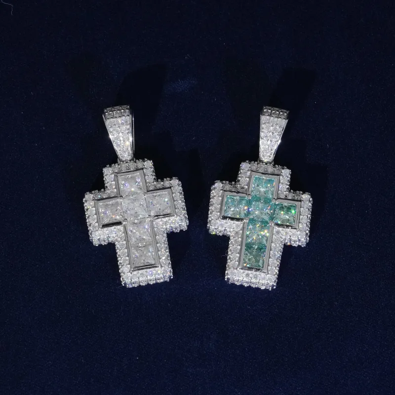 Moissanite Iced Out Cross Pendant Necklace sold by Ghetluxe