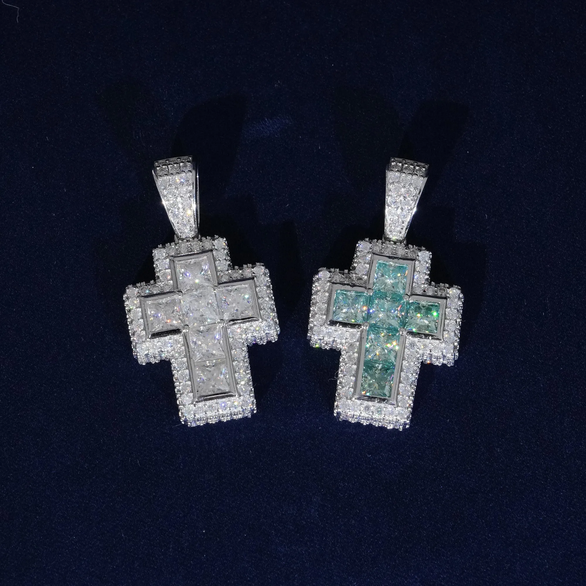 Moissanite Iced Out Cross Pendant Necklace sold by Ghetluxe