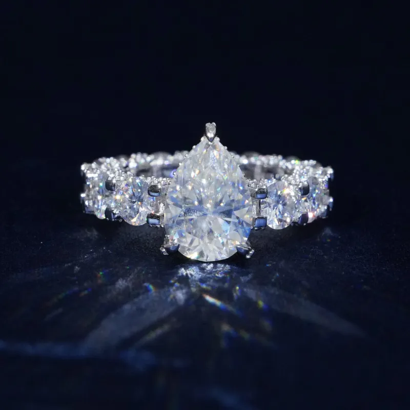 12.71 Ctw Pear Cut Moissanite Engagement Ring sold by Ghetluxe