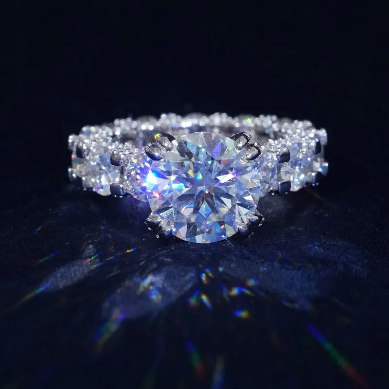 13.25Ctw Round Cut Moissanite Engagement Ring made by Ghetluxe
