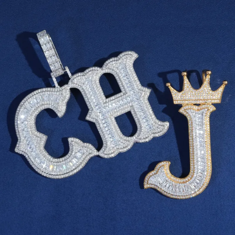 Western Font Custom Baguette Letter Pendant sold by Ghetluxe